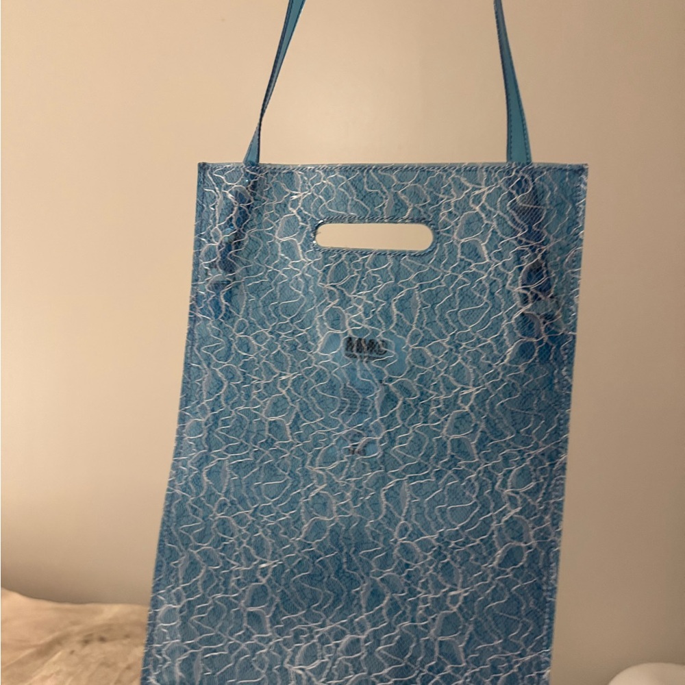 MM6 Blue Textured Cross body Tote Bag